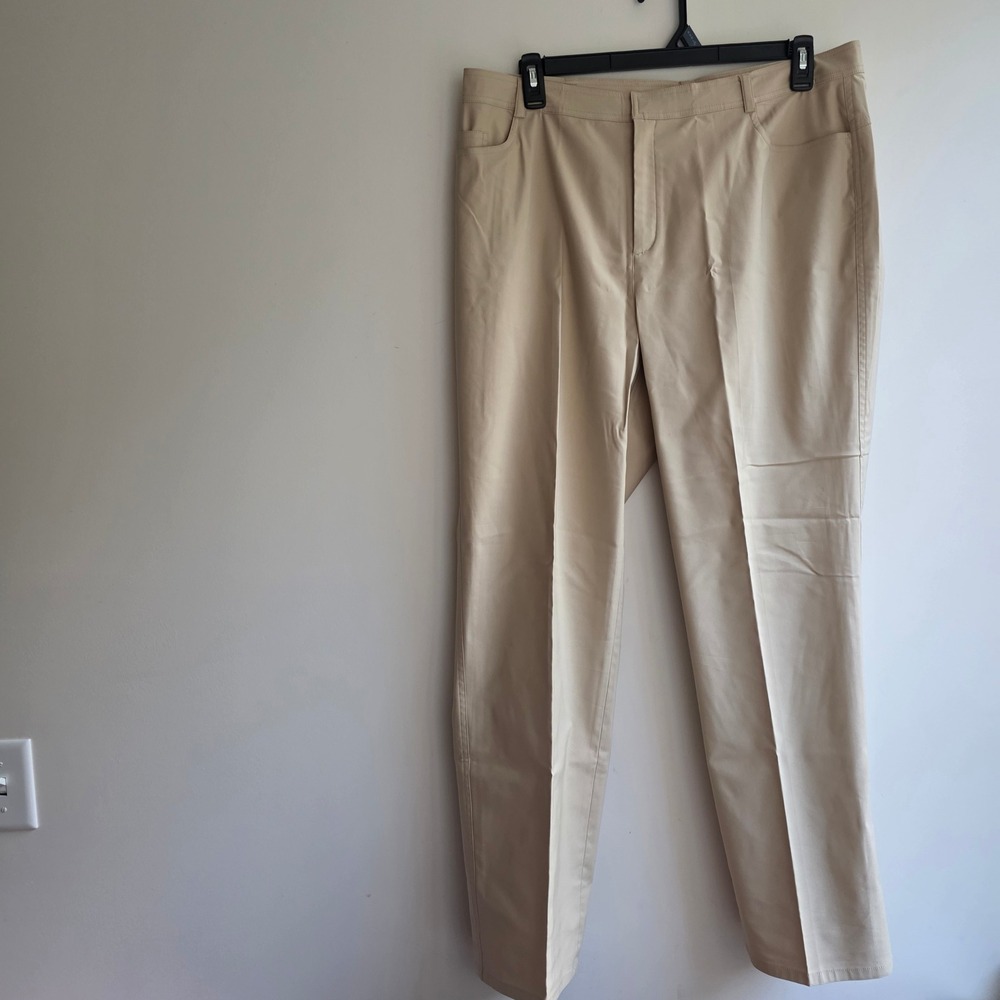 Company Ellen Tracy Womens Bamboo Tan Straight Leg Dress Pants Size 16 NWT